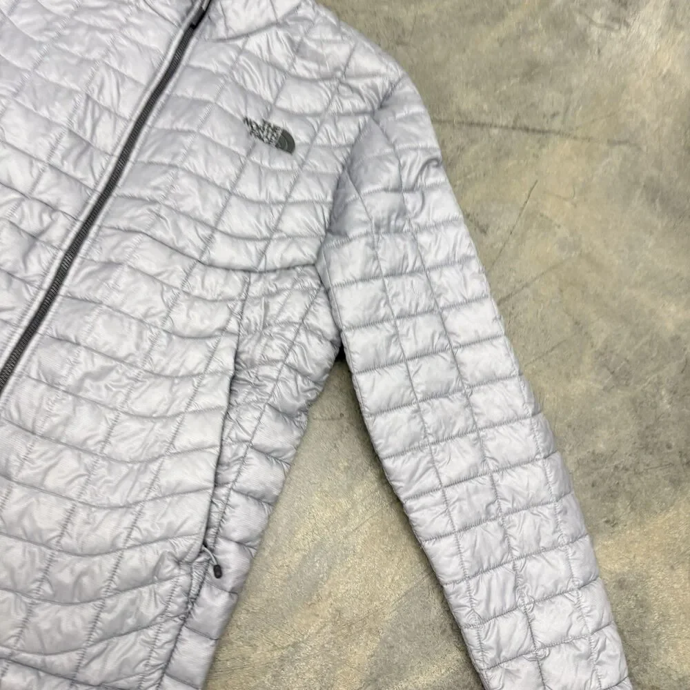 North Face ThermoBall Jacket Mens Medium Gray Full Zip Lightweight -Company Logo